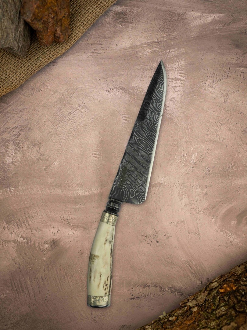 Cuchillo Cabo de Guampa de Ciervo - Acero de Damasco Cuchillo Cabo de Guampa de Ciervo - Acero de Damasco