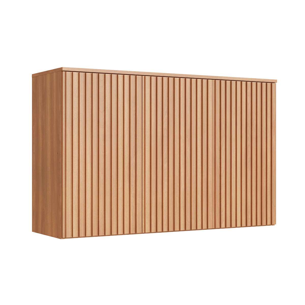 Módulo Aéreo Alice 1,20 M, 3 Puertas Ripadas, Color Freijó 