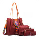Bolso Cartera de Hombro y de Mano 4 en 1 Rojo
