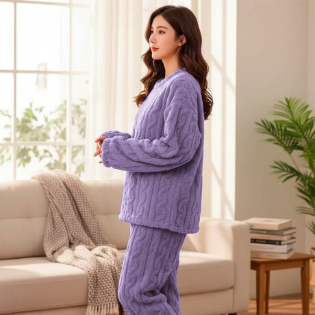 Conjunto Pijama Jogging Peluche Abrigo Buzo Pantalón Violeta