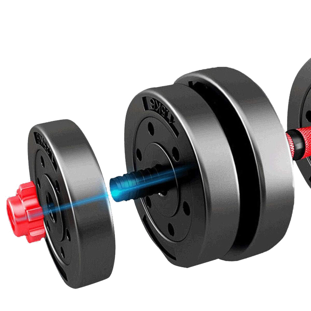 Mancuernas Set 3 En 1 Con Barra 20kg Rojo