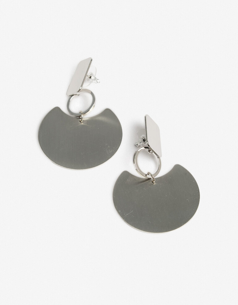 Aros Colgantes Largos Metal Aros Colgantes Chapones Plateados - Plateado Rodio