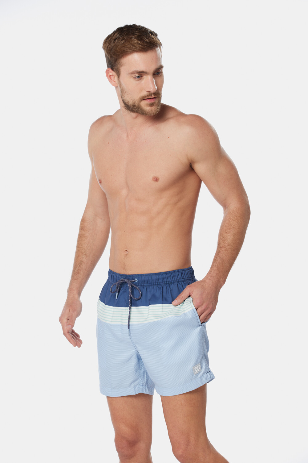 SHORT DE BAÑO RAYADO Azul