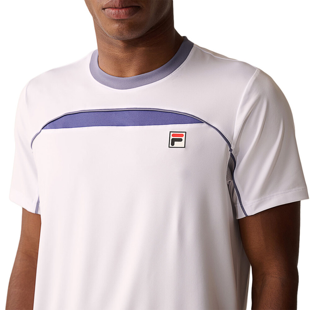 Fila Remera manga corta Backspin sleeve Hombre - Blanco/Carbon azul Blanco-Carbon