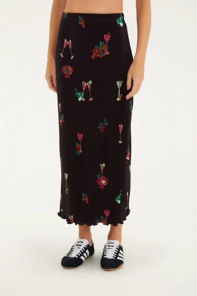 FALDA MIDI PLISADA Marron