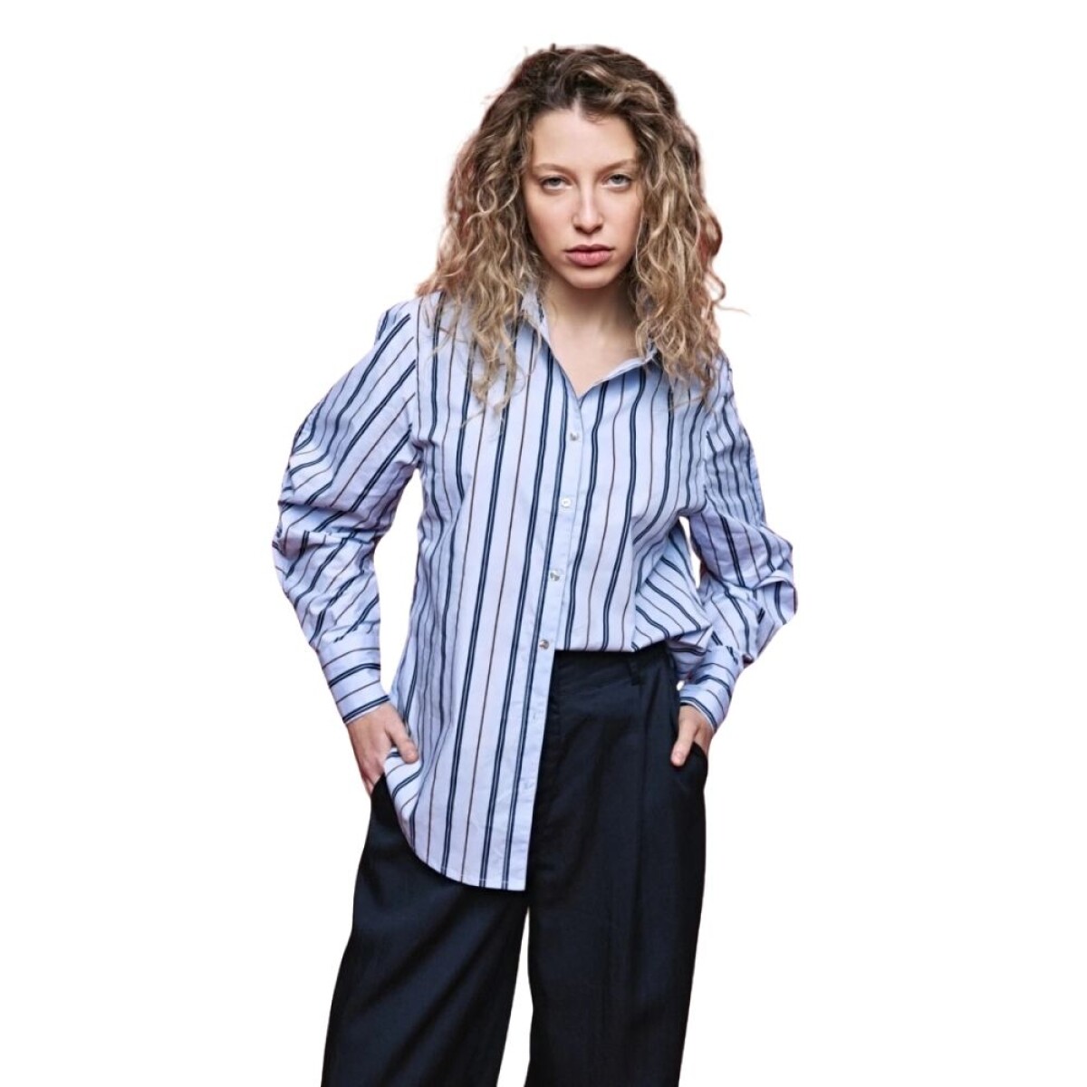 CAMISA VIÑAS XS-XL - CELESTE 