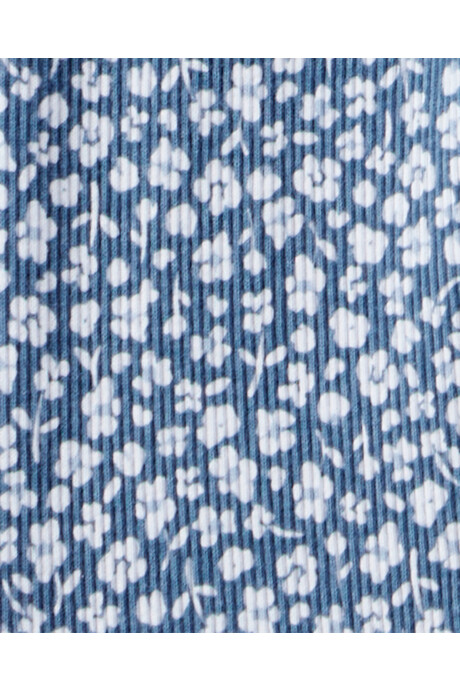 Set dos piezas de algodón, pantalón acanalado y buzo, azul, diseño floral. Talles 6-24M Set dos piezas de algodón, pantalón acanalado y buzo, azul, diseño floral. Talles 6-24M
