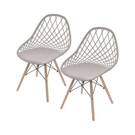 Kit x2 Silla Kaila Base En Madera Beige