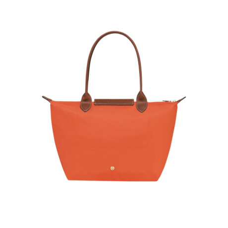 Longchamp -Cartera Longchamp plegable de nylon con cierre y asa larga, Le pliage M Naranja