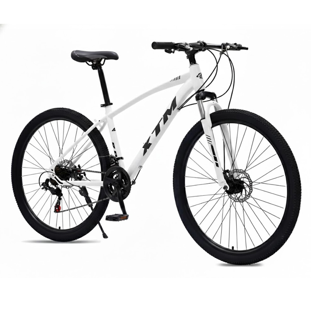 BICICLETA MONTAÑA RODADO 29 CON AMORTIGUADORES Y COMPONENTES SHIMANO - 21 CAMBIOS - BLANCO 