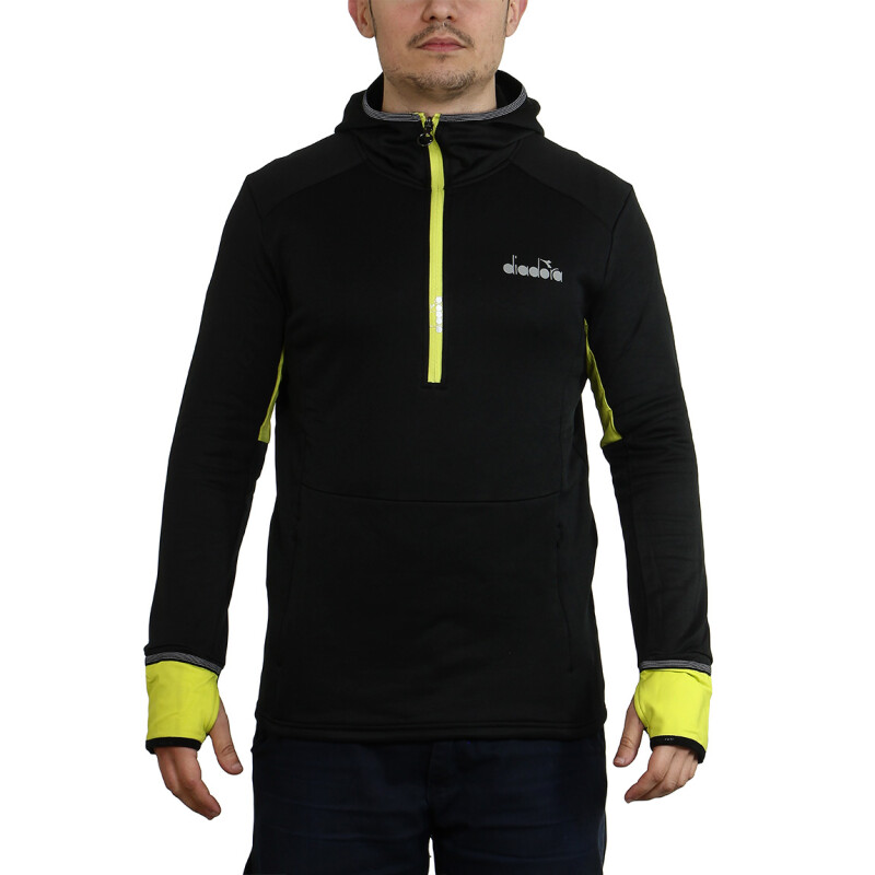 Diadora Buzo 1/2 Zip T1 Hd Warm Up Winter Sweat Negro