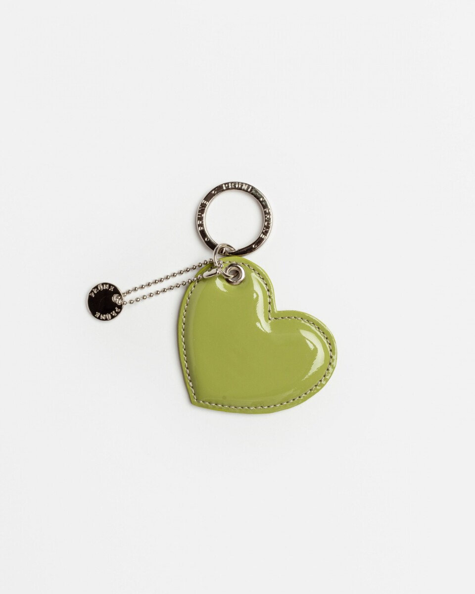 Llavero Heart en cuero charol - Moss 