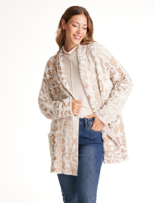 Cardigan Mohair Arabescos BEIGE/MULTI