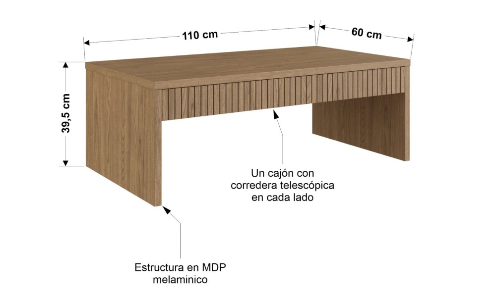 Mesa de Living PLISSE 4 Cajones Mesa de Living PLISSE 4 Cajones