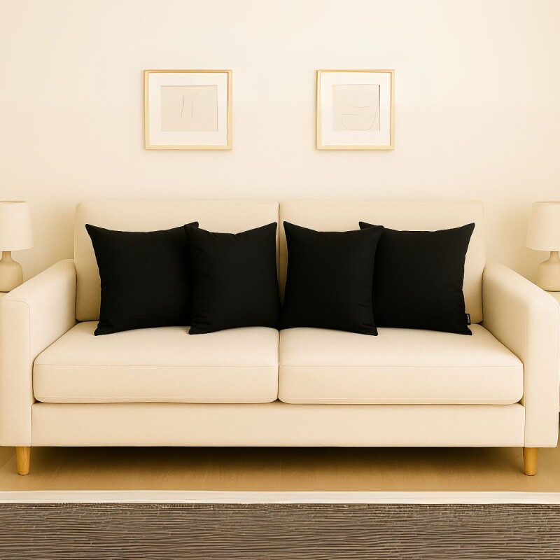 Set x4 funda de almohadones lisa 43 x 43 NEGRO