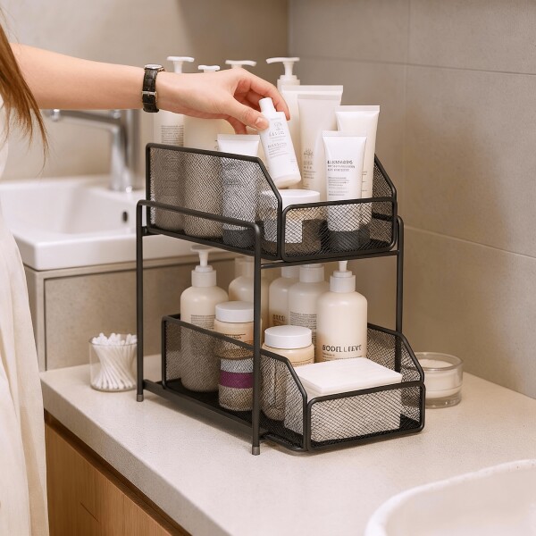 Estante Organizador Bajo Mesada Alacena Cocina 2 Cajones Multiuso Imback Color Negro Estante Organizador Bajo Mesada Alacena Cocina 2 Cajones Multiuso Imback Color Negro