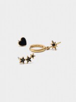 Set De Pendientes Bicolor Con Esmalte negro