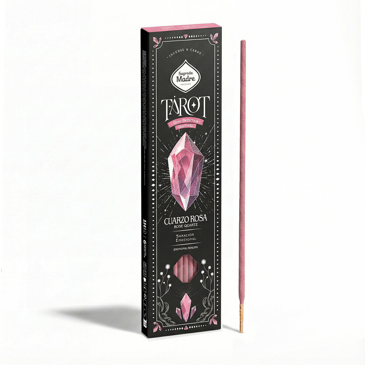 INCIENSO TAROT GEMAS SAGRADA MADRE X6 - Cuarzo Rosa - Rosa Silvestre 