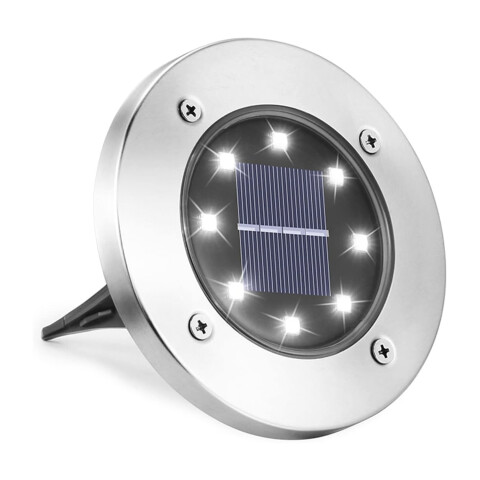 Foco Luz Solar Para Jardín Piso Embutir A Batería 8 Led A Variante Color Blanco