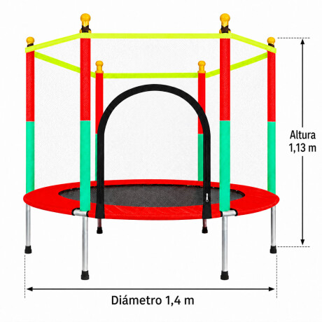 Cama Elástica Infantil Diametro 140cm Con Red De Seguridad Rojo