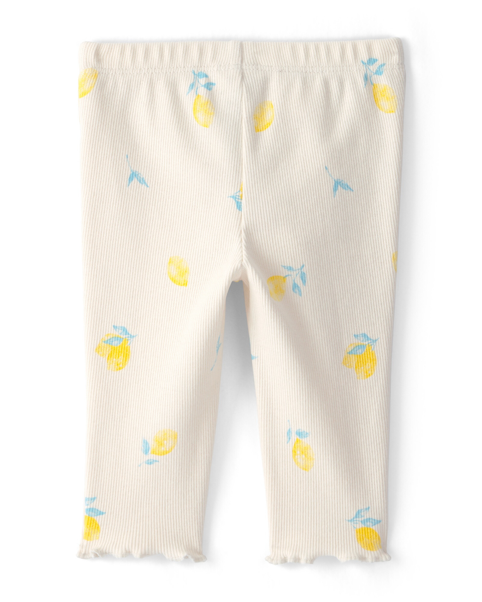Pantalón de algodón acanalado, marfil, diseño limones Pantalón de algodón acanalado, marfil, diseño limones