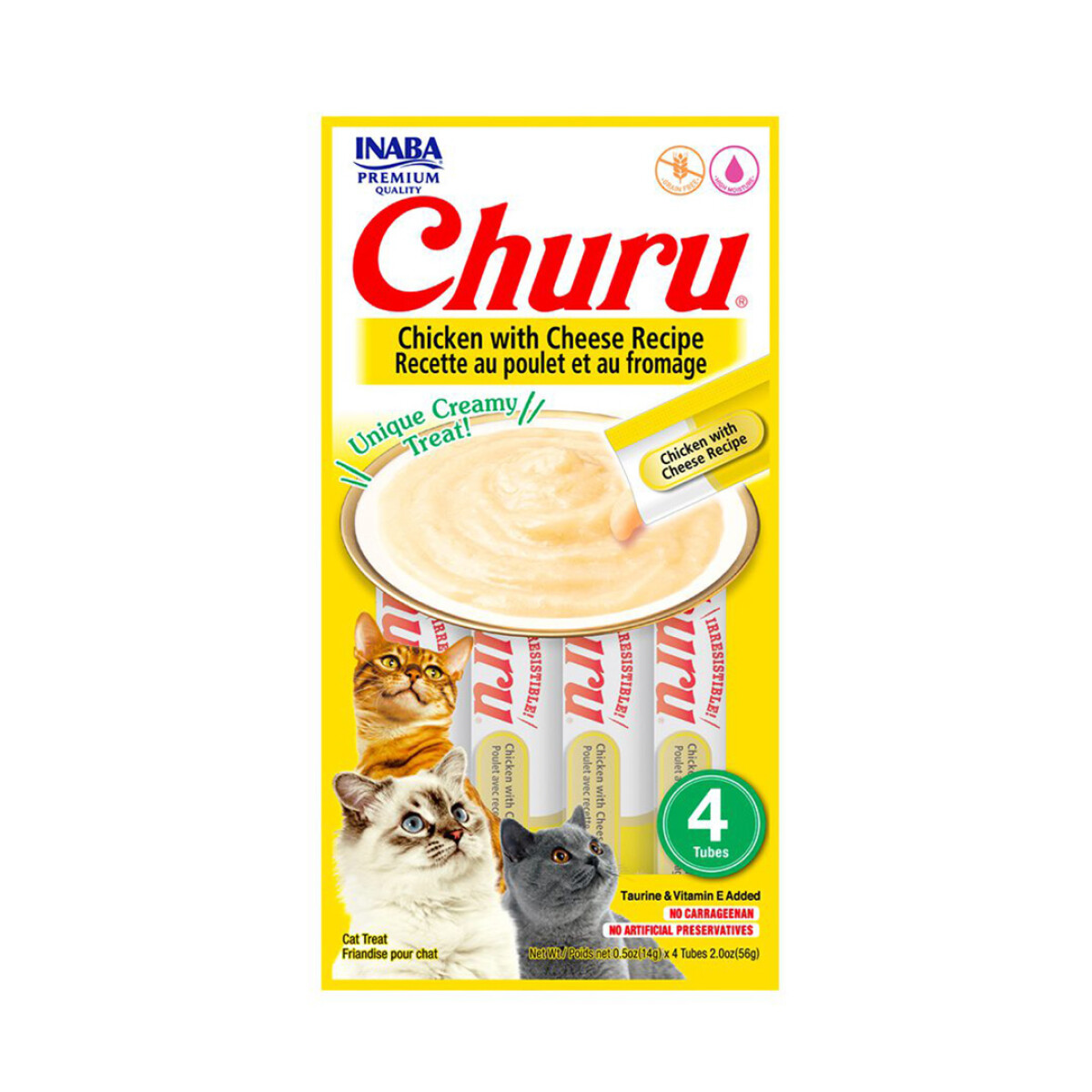 Churu - pollo con queso, 4 tubos, 56grs 