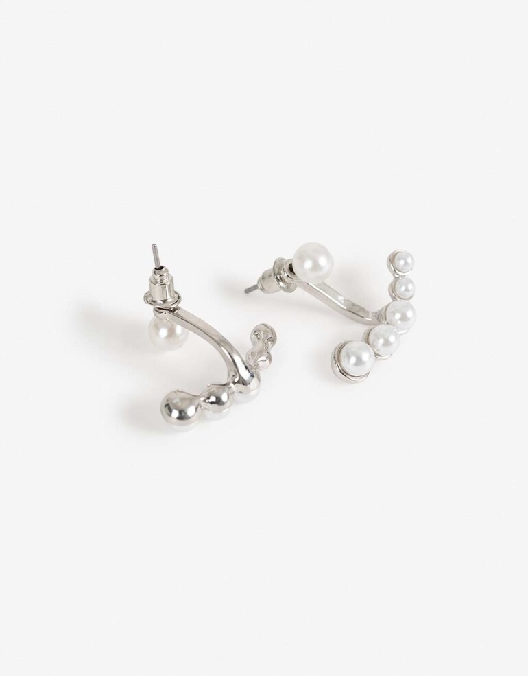 Aros Pasantes Perlas Aros Jacket Perlas - Plateado Rodio