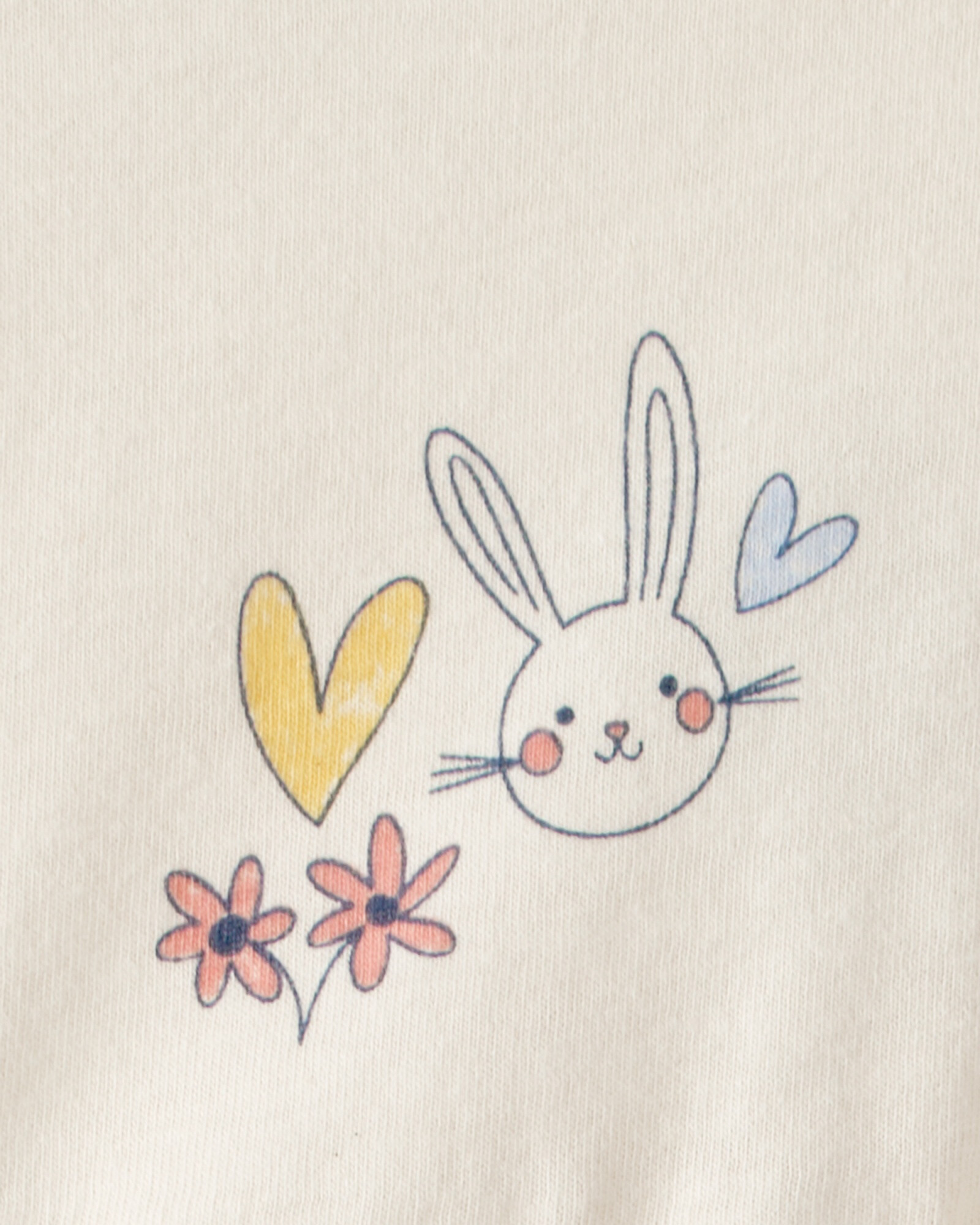 Vestido de algodón, manga corta, crema, diseño conejo de Pascua Sin color