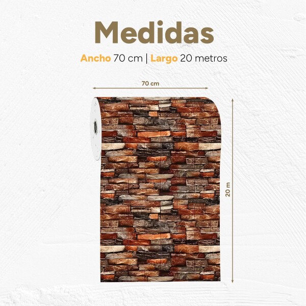 Revestimiento Pared Adhesivo 3d Piedra Ladrillo 20 Mts x 0,70 Mts Variante Color Rojo Ladrillo