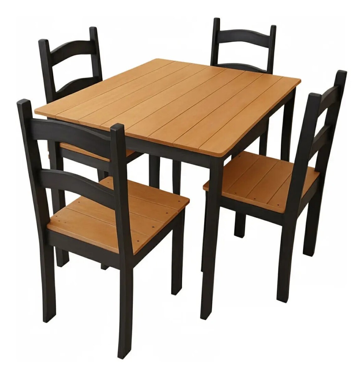 JUEGO DE COMEDOR MESA Y 4 SILLAS EN MADERA MACIZA - NEGRO 