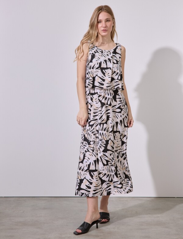 Vestido Maxi Print MULTI/NEGRO