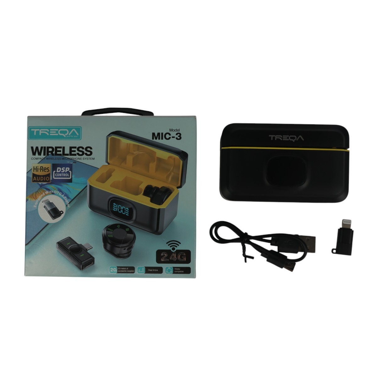 MICRÓFONO INALÁMBRICO SOLAPERO DOBLE CON ESTUCHE COMPATIBLE ANDROID Y IOS 