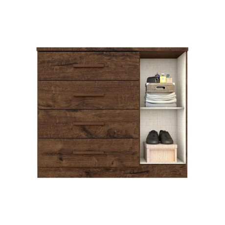 Comoda Zapatera Genova Plus 1 Puerta 4 Cajones Oscuro