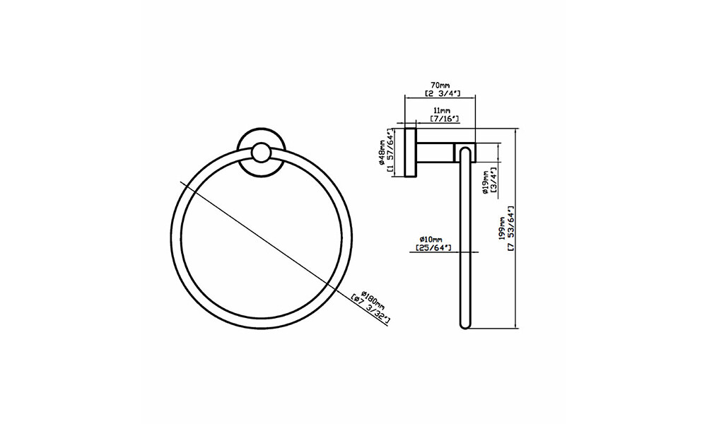 Soporte para toallas individual aro 180-n