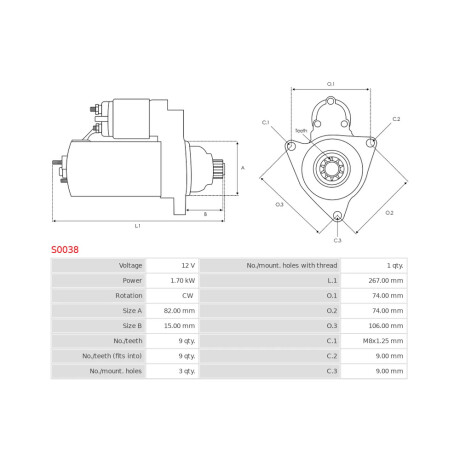 ARRANQUE VOLKSWAGEN 1.6D /94 9D 1.7KW BOSCH C/REDUCTOR ARR0031 - ARRANQUE VOLKSWAGEN 1.6D /94 9D 1.7KW BOSCH C/REDUCTOR ARR0031 -