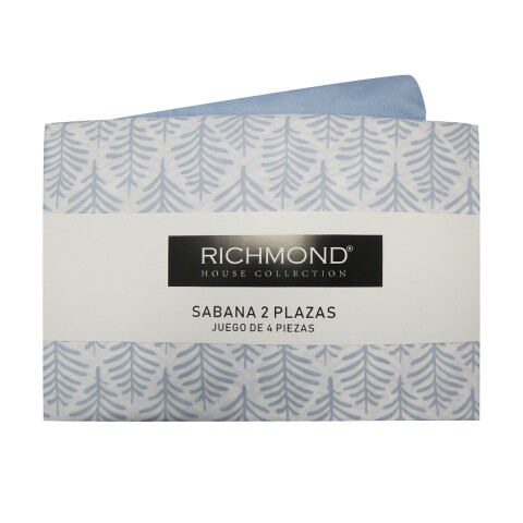 Juego Sábanas 1 Plaza Richmond House Estampadas 100% Microfibra 306-1 ESPIGA CELESTE