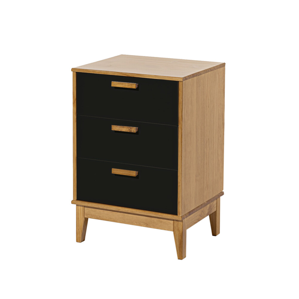 MESA DE LUZ O NOCHE 3 CAJONES EN MADERA MACIZA NEGRO