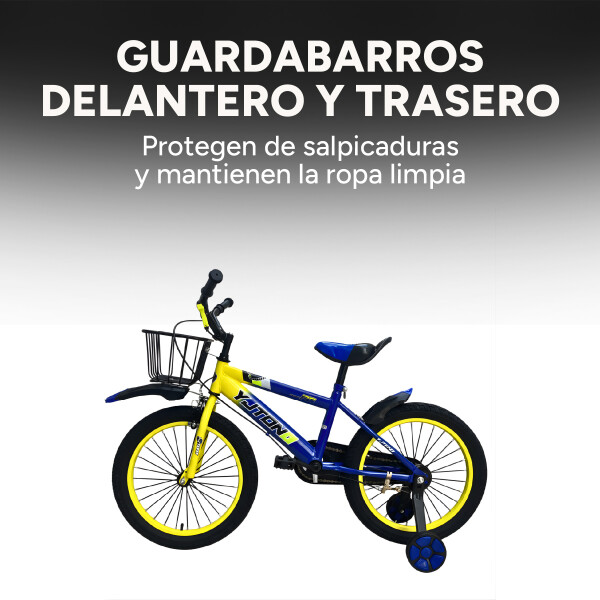 Bicicleta Infantil Yjtong R18 Canasto Parrilla Guardabarros Azul 1