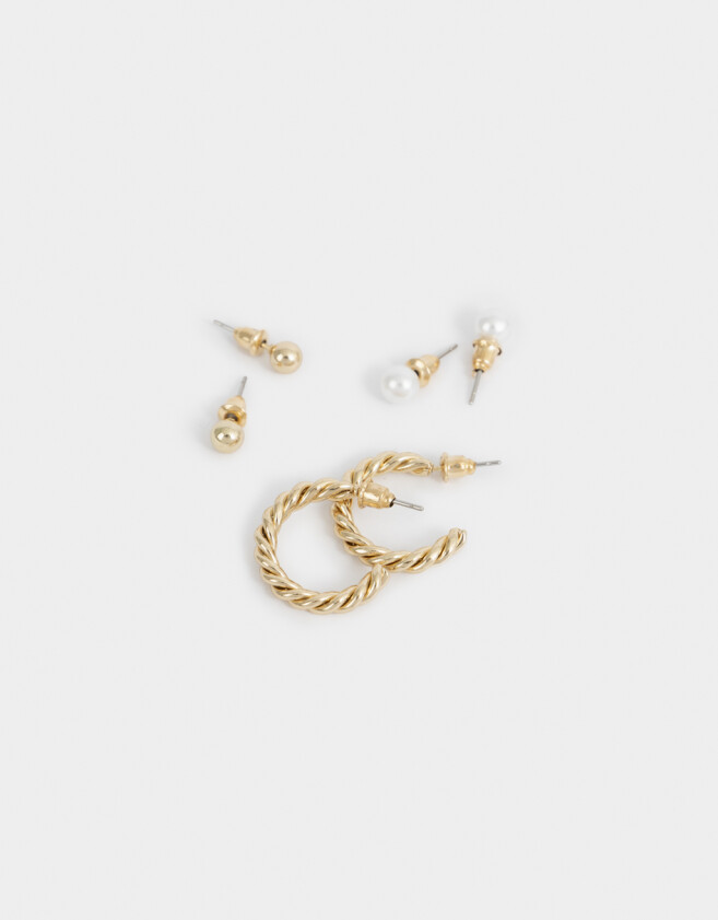 Aros Sets Strass Set De Aros De Metal - Dorado