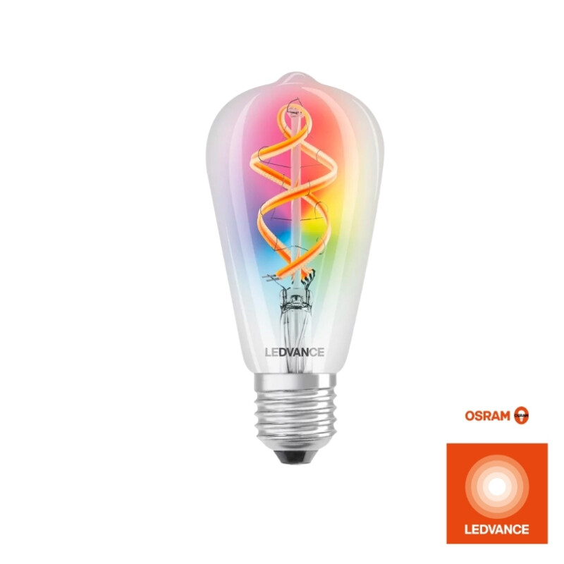 LAMPARA LEDVANCE OSRAM WIFI RGB 6W EDISON PERA Lámpara LED Smart WiFi LEDVANCE OSRAM ST64 6W RGBW