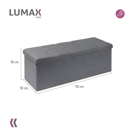 Puff Baúl Lumax Plegable 110x38 cm Organizador Living Dormitorio Gris Oscuro