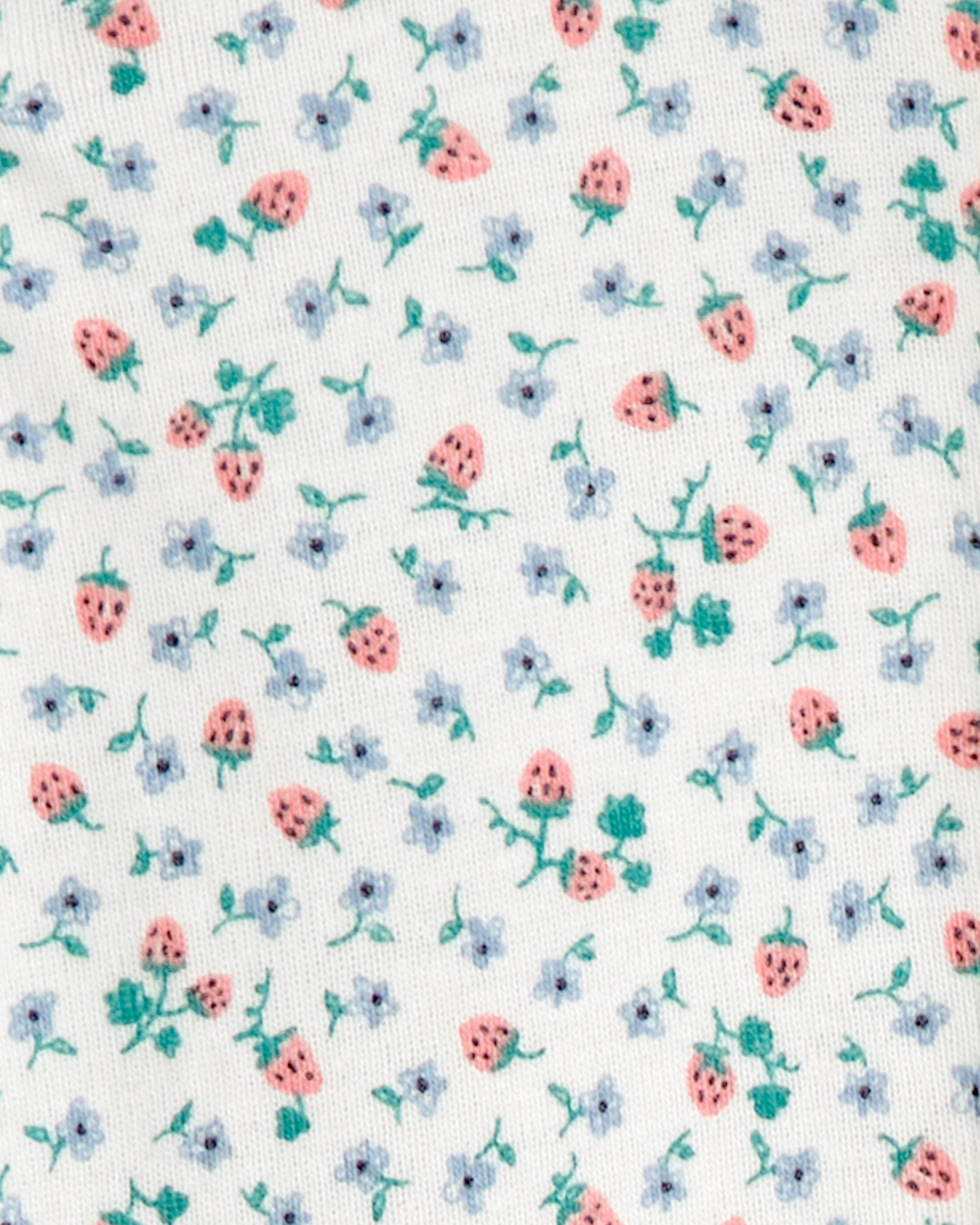 Pijama enterito de algodón con pie, diseño frutillas y flores. Talles 2-5T Sin color