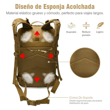 Mochila Táctica Estilo Militar para Camping Senderismo Viaje Caqui