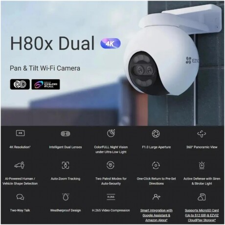 Cámara De Seguridad Dual EZVIZ H80X 2MP Visión Nocturna A Color Detección De Objetos Con IA Cámara De Seguridad Dual EZVIZ H80X 2MP Visión Nocturna A Color Detección De Objetos Con IA