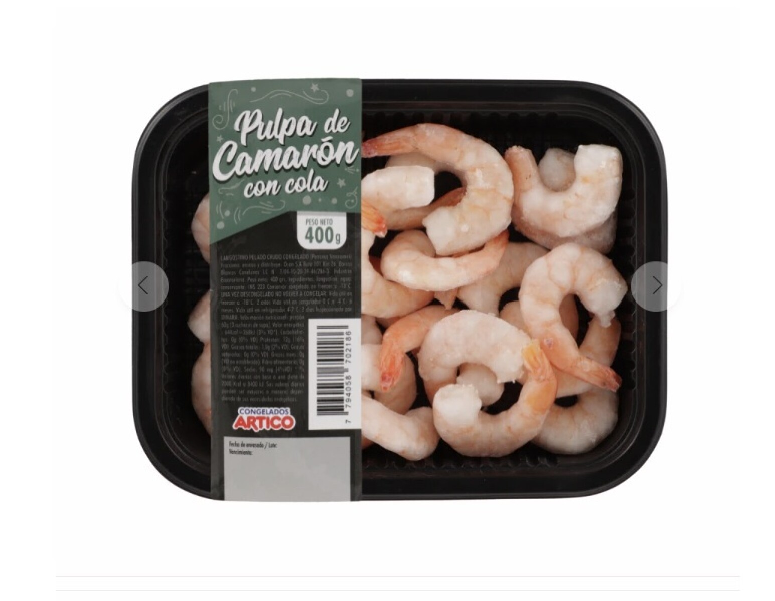 PULPA DE CAMARON C/COLA COCIDA 400G 