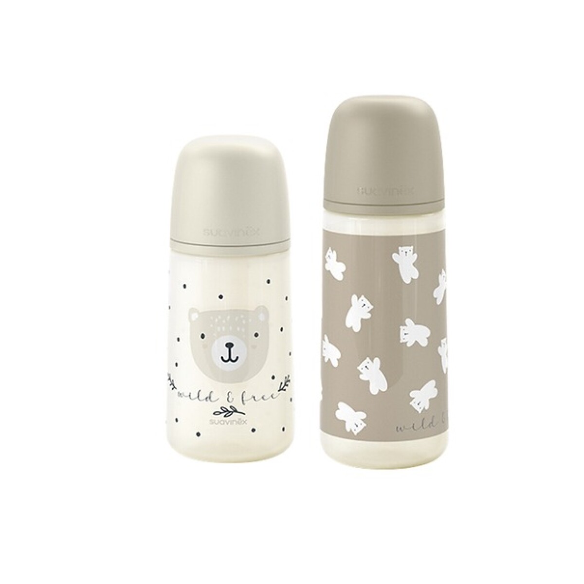 Set x2 biberones Suavinex 270ml + 360ml - Prints - bear beige 