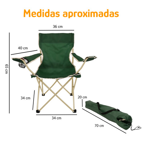 Silla Plegable Infantil 50kg Reforzada Con Portavaso Y Funda Verde