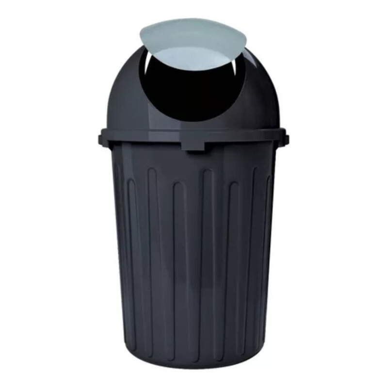Papelera Basurero Cesto De Basura Tapa Vaiven 80lts Plastico Negro