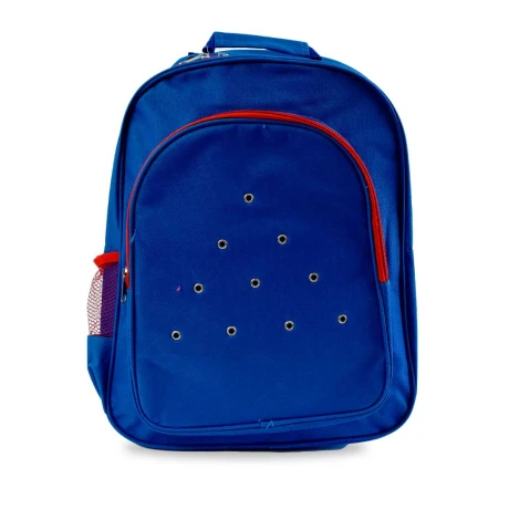 MOCHILA LONA LISA CON CIERRES COMBINADOS 3 COLORES VIOLETA ROJO Y AZUL 41X32X11CM 27476 MOCHILA LONA LISA CON CIERRES COMBINADOS 3 COLORES VIOLETA ROJO Y AZUL 41X32X11CM 27476