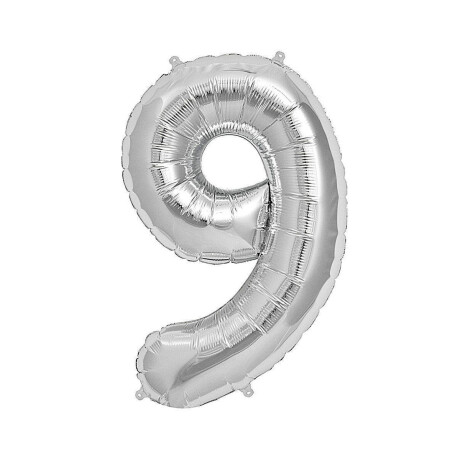 Globo números de alumino 40 cm 9 Plata